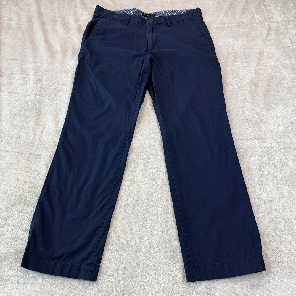 Banana Republic Aiden Chino Mens 33x30 Navy Blue Slim Fit Stretch Pants FOS-2
